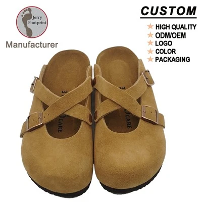 Custom High Quality Clog Cork Sandal With X Straps Real Cork Real Leather Natural Support Healthy Feet Expert Manufacturer
