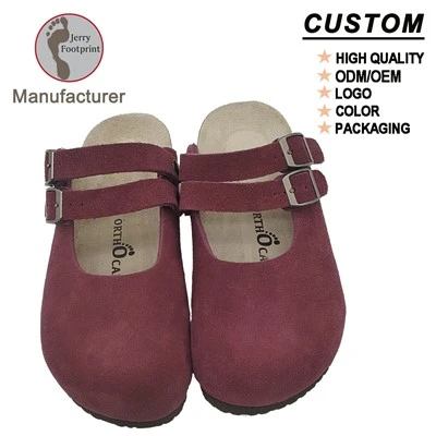Custom High Quality Clog Cork Sandals With Adjustable Buckle Real Cork Real Leather Natural Support Healthy Feet Manufacturer