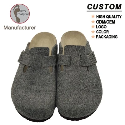 Custom High Quality Cork Clogs Sandal With Real Cork Non Slip Sole Felt Upper Natural Support Healthy Feet Expert Manufacturer